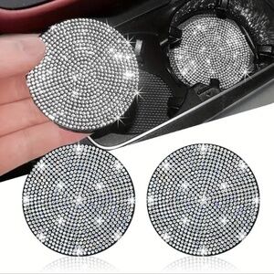 🔥🚨Bling Silver Car Cup Holder Coaster~ 2 Piece set~ New